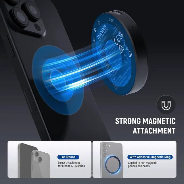 Alt view image 4 of 7 - Entry Level Version Magnetic Selfie Light Compatible with MagSafe iPhone, 1W Clip on Metal LED Phone Fill Ring Lighting for Laptop Video Conference Makeup Recording, CRI95+ 840lux/0.2m, NL32R