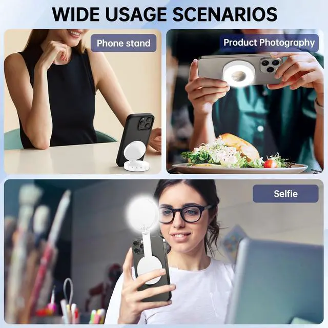 Alt view image 4 of 7 - Magnetic Selfie Light, Phone Selfie Ring Light Compatible with iPhone Magsafe, 3-in-1 Magnetic Beauty Selfie Light for Phones with Mirror for Selfies/Photography/TikTok/Zoom Calls/Video Conference