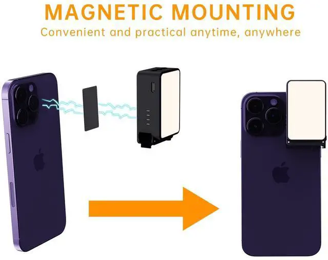 Alt view image 7 of 7 - Mini Video Light, Selfie Light for Phone, Laptop, Camera, Gopro, DJI Action 5 pro, DJI Action 4-3, Conference Lighting with Clip & Camera Tripod Adapter Rechargeable 750mAh Black.