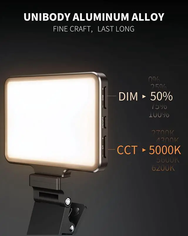 Alt view image 6 of 6 - Metal Selfie Light - Rechargeable Clip-on Ultra-Thin Phone Light with Stepless Dimming, iPhone Light for Makeup, Video Conference, Compatible with iPhone, Android, iPad, Laptop (2000mAh)