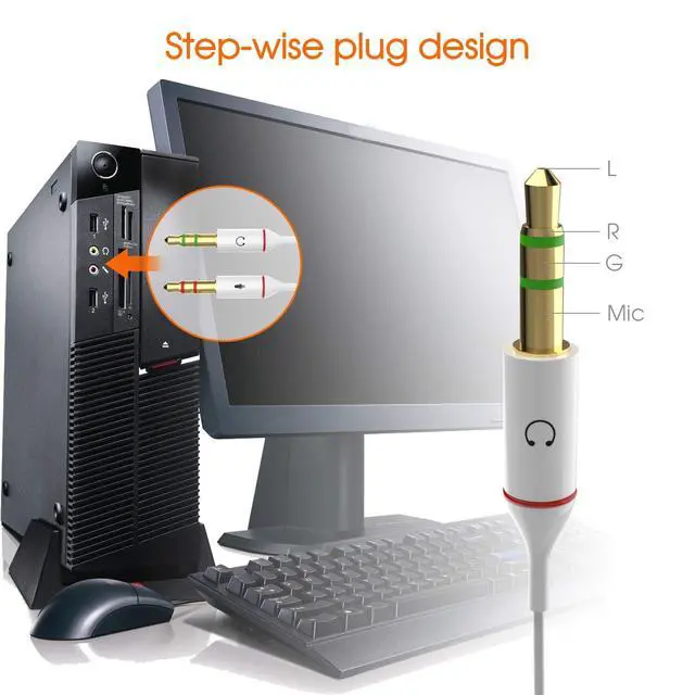 Alt view image 6 of 7 - Headphone Splitter 3.5mm, Audio Splitter 2 Female to 1 Male, Y Splitters Cable for Headset Xbox PS4 Headset Microphone Computer Gaming Speaker PC Laptop, White