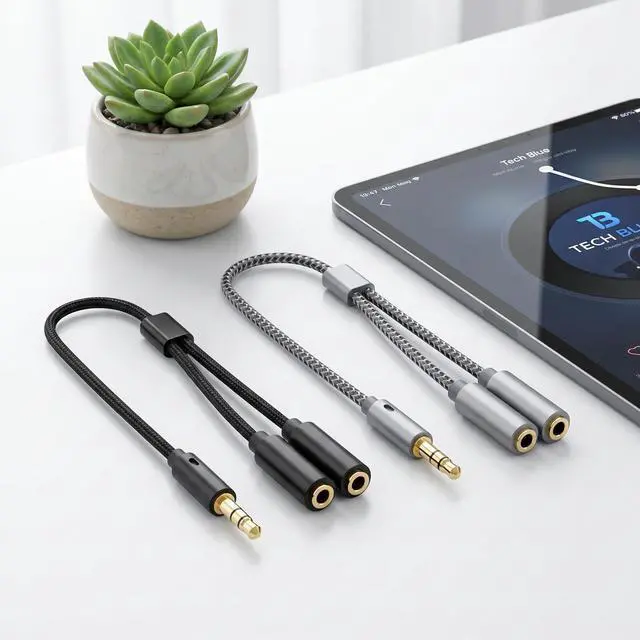 Alt view image 2 of 4 - 2Pcs 3.5mm Headset Splitter Cable, Female to Dual Male Adapter