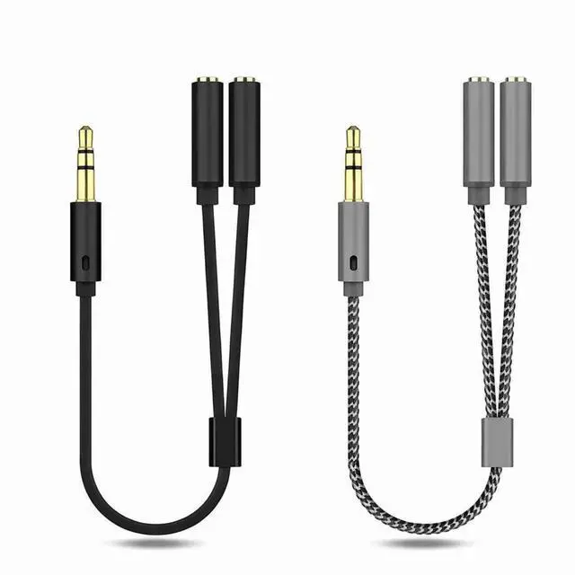Main image of 2Pcs 3.5mm Headset Splitter Cable, Female to Dual Male Adapter