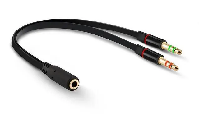 Alt view image 2 of 6 - Headphone Splitter for Computer, 3-Pack Audio/Mic Splitter 3.5mm Female to 2 Dual 3.5mm Male Headphone Mic Audio Y Splitter Cable Smartphone Headset to PC Adapter, Black, Red, White