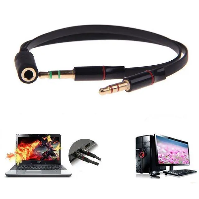 Alt view image 3 of 6 - Headphone Splitter for Computer, 3-Pack Audio/Mic Splitter 3.5mm Female to 2 Dual 3.5mm Male Headphone Mic Audio Y Splitter Cable Smartphone Headset to PC Adapter, Black, Red, White