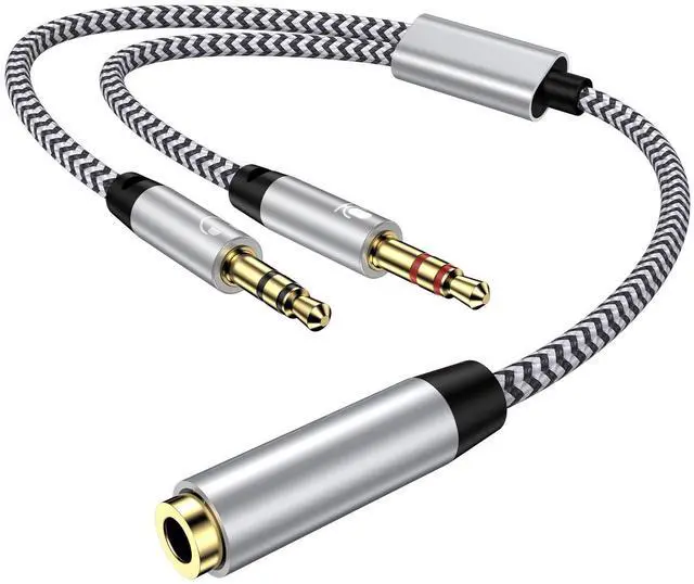 Main image of Headphone Splitter for PC, 3.5mm Splitter Female for 2 Dual 3.5mm Male 2 in 1 Mic Audio Splitte,Aux Microphone Y Splittor Cable Headset Jack Adapter Dongle Cord for PC Gaming Speaker Laptop Computer