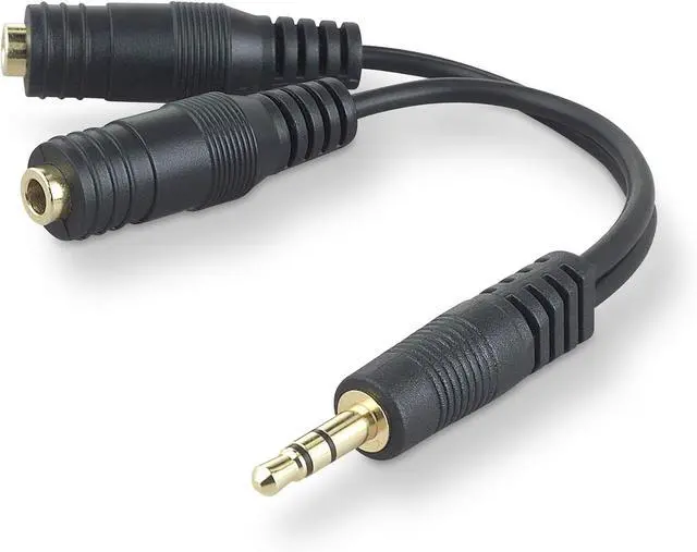 Main image of 3.5mm Audio Splitter Dual Headphone and Speaker Jack Adapter for Sharing Music or Videos Compatible with iPhone, iPad, Laptops, Tablets, and Other Devices with AUX Port Black