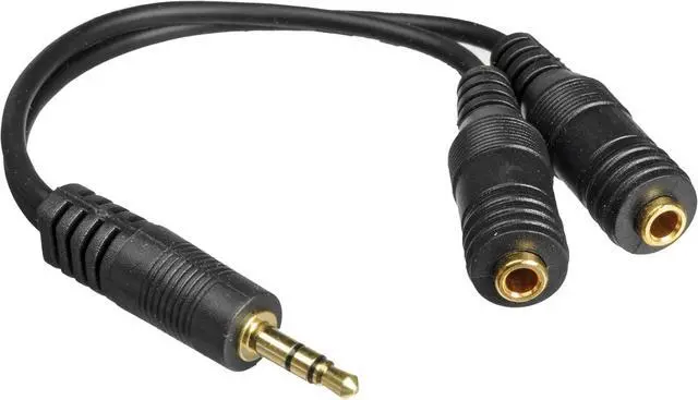 Alt view image 2 of 3 - 3.5mm Audio Splitter Dual Headphone and Speaker Jack Adapter for Sharing Music or Videos Compatible with iPhone, iPad, Laptops, Tablets, and Other Devices with AUX Port Black