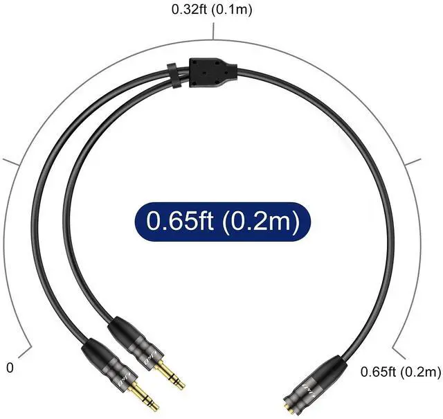 Alt view image 7 of 7 - 3.5 mm to 2X 3.5 mm Cable, Gold Plated Joint Copper Shell Heavy Duty 3.5mm 1/8 inch TRS Female to Dual 3.5 mm 1/8 inch TRS Male Y-Splitter Stereo Audio Adapter Cable, 0.65 Feet