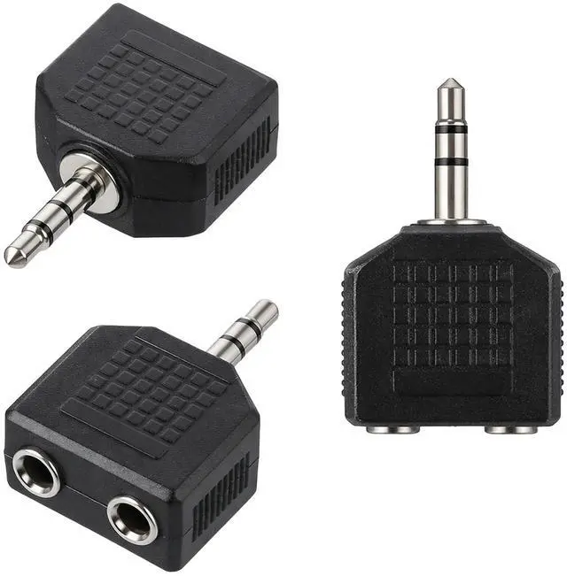 Main image of 3.5mm (1/8 Inch) Headphone Jack Y Splitters, 3 PCS Audio Splitter Adapter Mono Audio Male Connector to 2 Female Jack Adapters Converter, 1 Male to 2 Female Audios Jacks Allows to-Listen to-1 Source
