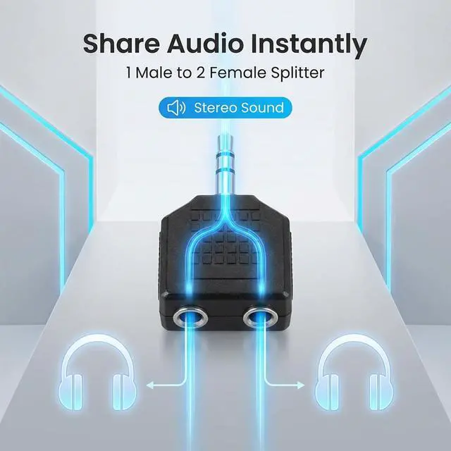 Alt view image 3 of 7 - 3.5mm (1/8 Inch) Headphone Jack Y Splitters, 3 PCS Audio Splitter Adapter Mono Audio Male Connector to 2 Female Jack Adapters Converter, 1 Male to 2 Female Audios Jacks Allows to-Listen to-1 Source