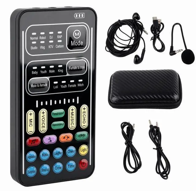 Main image of Voice Changer Device, Universal I9 Portable Voice Changer Set,Live Broadcast Voice Disguiser Set Recording Mini Sound Card, 8 Different Sounds Sound Effects for Game Anchor Recording Computer