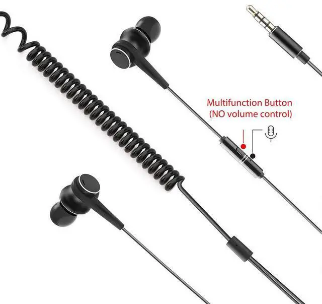Alt view image 2 of 6 - Long Cord Earbuds for TV & PC, 18ft / 5.5m Extension Cable Earphones with Mic & Extra Long Spring Coil Wire, Metal Stereo in-Ear Wired Bass Headphones for 3.5mm Audio Output Devices - HF027