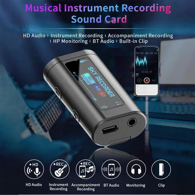 Alt view image 2 of 7 - Audio Interface for Guitar Plug and Play,Portable Internal Recording Sound Card with 48khz 24bit High Definition Audio Output for Live Streaming,Smartphone,Tablets