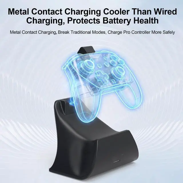 Alt view image 3 of 7 - Charging Dock Station with Adapter for Nintendo Switch 2 Pro Controller, Charging Base Stand with Indicator Light Fast Charge & Overcharge Protection Charger Mount Support