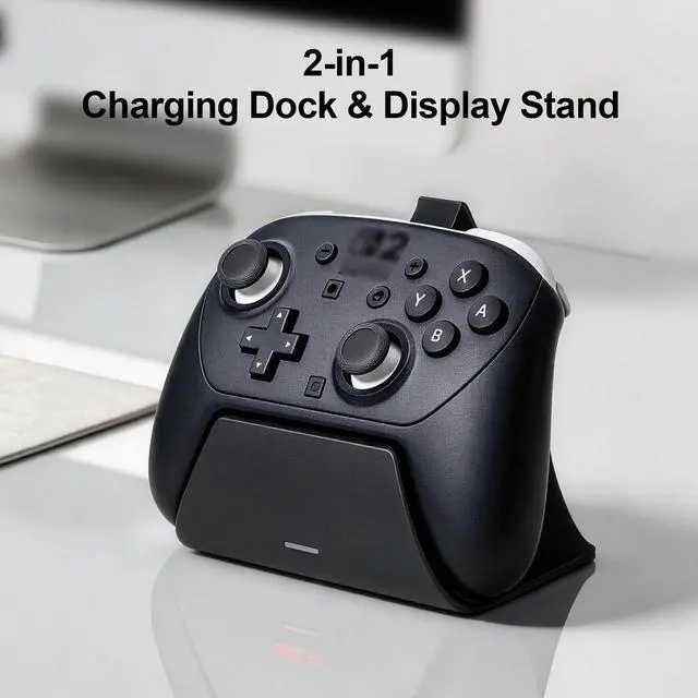 Alt view image 7 of 7 - Charging Dock Station with Adapter for Nintendo Switch 2 Pro Controller, Charging Base Stand with Indicator Light Fast Charge & Overcharge Protection Charger Mount Support