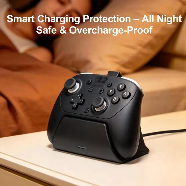 Alt view image 5 of 7 - Charging Dock Station with Adapter for Nintendo Switch 2 Pro Controller, Charging Base Stand with Indicator Light Fast Charge & Overcharge Protection Charger Mount Support