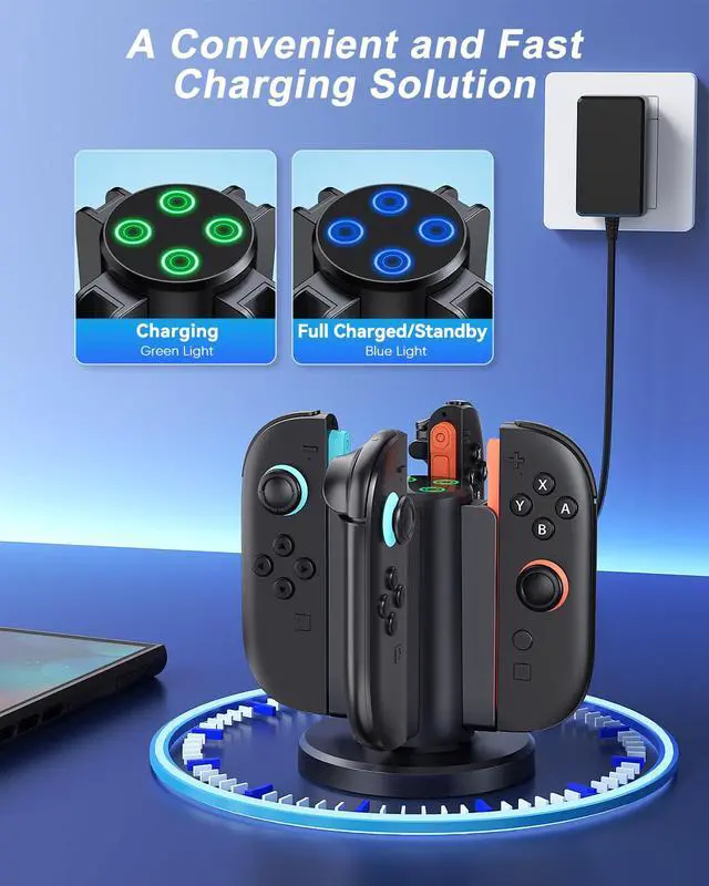 Alt view image 2 of 7 - Charging Dock for Nintendo Switch 2 Controller 2025, Charger Station for Joycon 2 with Charging Indicator, Compact Vertical Dual Direction Charge 4 Controller Stand (Black)