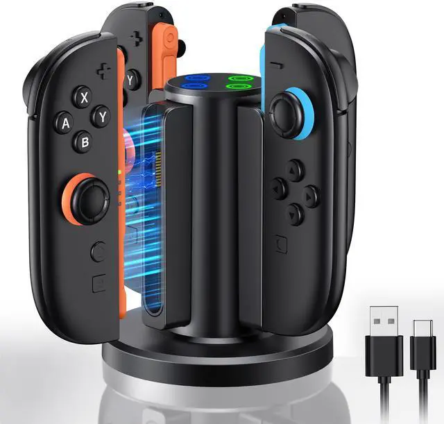 Main image of Charging Dock for Nintendo Switch 2 Controller 2025, Charger Station for Joycon 2 with Charging Indicator, Compact Vertical Dual Direction Charge 4 Controller Stand (Black)