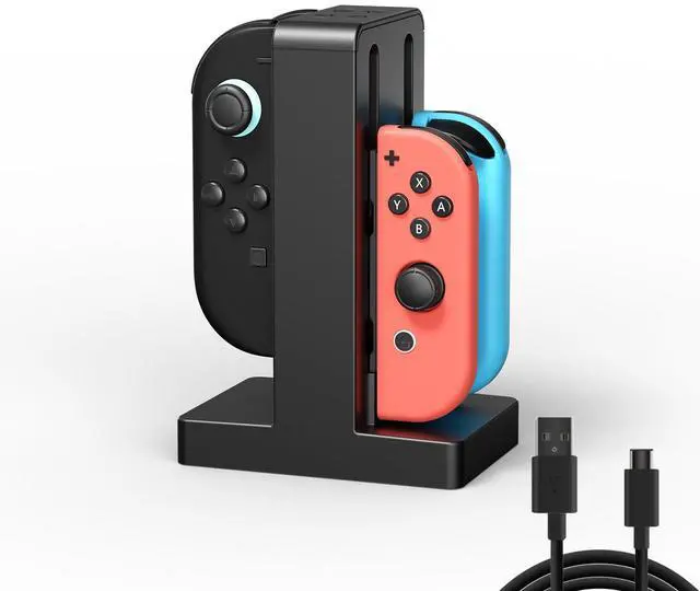 Main image of Joycon Charger Dock for 4 Switch Controllers, Charger Dock Compatible with Nintendo Switch & OLED Model Joycons, Joycon Charger Stand Station with Charging Cable