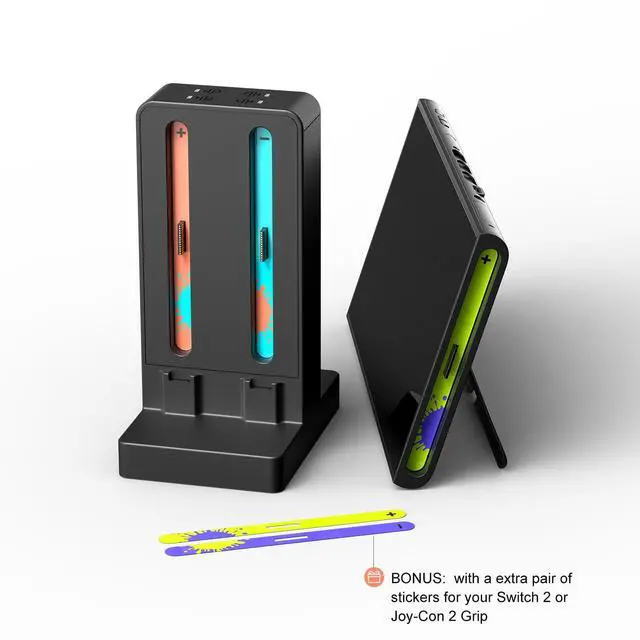 Alt view image 6 of 7 - Joycon Charger Dock for 4 Switch Controllers, Charger Dock Compatible with Nintendo Switch & OLED Model Joycons, Joycon Charger Stand Station with Charging Cable