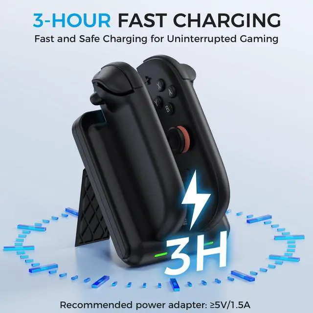 Alt view image 3 of 7 - Controller Charging Dock for Switch 2, Fast Charging Station with LED Indicator, Overvoltage Protection, Non-Slip Base, Gamepad Organizer Stand (Dual Charger)