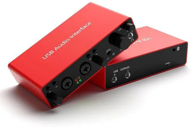 Alt view image 6 of 7 - USB Audio Interface, 2-In-2-Out USB-C External Sound Card, 24Bit/192kHz 48V Phantom Power Zero-Latency Monitor for Podcast Live Stream Vocal Guitar Recording