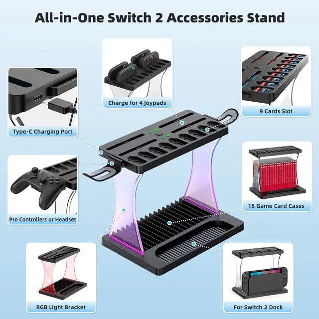 Alt view image 3 of 6 - Switch 2 Accessories Organizer, Charging Dock