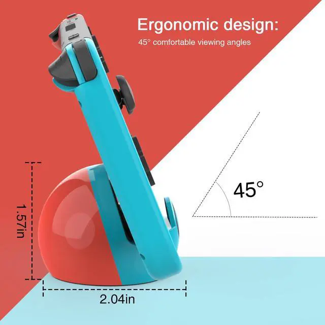 Alt view image 2 of 7 - Switch Charging Dock for Nintendo Switch/Lite/OLED,Portable Carrying Charging Station with Classic Colors Neon Blue & Neon Red
