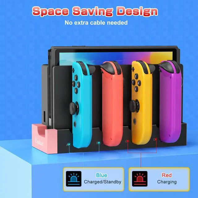 Alt view image 2 of 7 - Switch Charging Dock for Nintendo Switch & OLED - Joycon Charging Dock, Fast Charging with Indicator, Charger Stand Station for 4 Joycon Controllers
