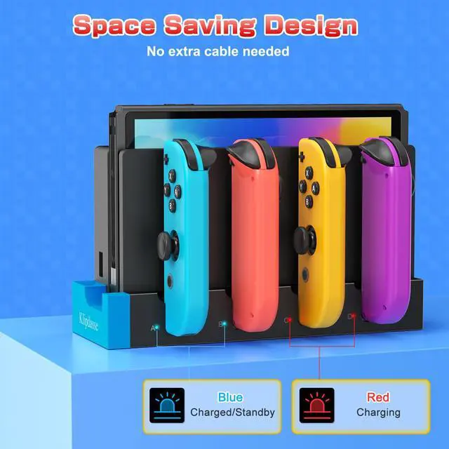 Alt view image 2 of 7 - Charger Dock Compatible with Nintendo Switch 1/OLED for 4 Joy-Con