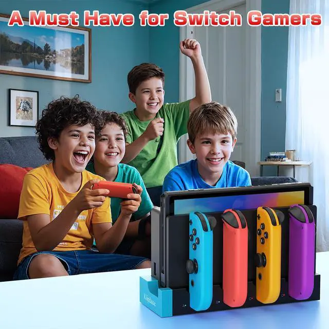 Alt view image 7 of 7 - Charger Dock Compatible with Nintendo Switch 1/OLED for 4 Joy-Con