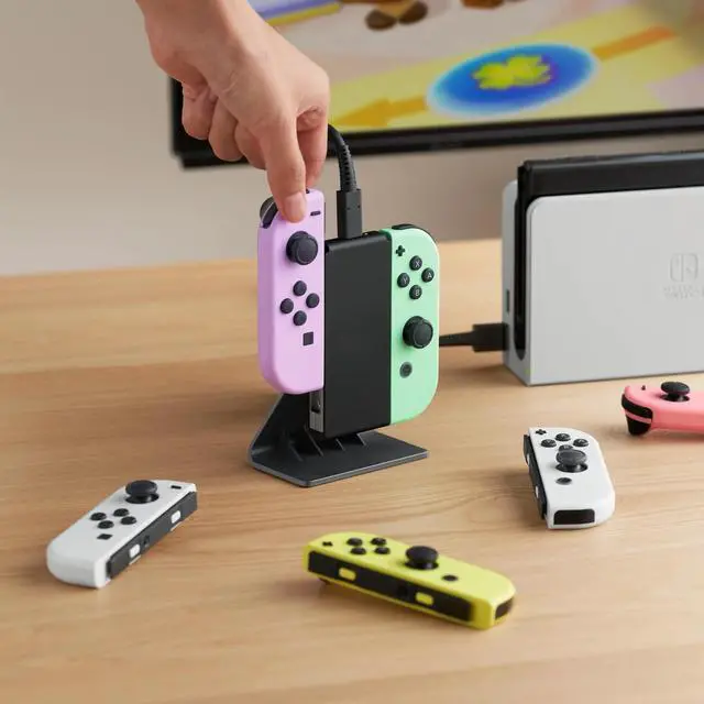 Alt view image 4 of 7 - Joycon Charging Stand (Two - Way) - 2 Way Switch Joy Con Controller Charger Charging Accessories with Charging Cable - NOT for Joycon Gen 2 Controller