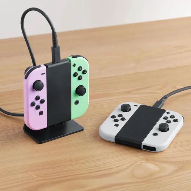 Alt view image 5 of 7 - Joycon Charging Stand (Two - Way) - 2 Way Switch Joy Con Controller Charger Charging Accessories with Charging Cable - NOT for Joycon Gen 2 Controller