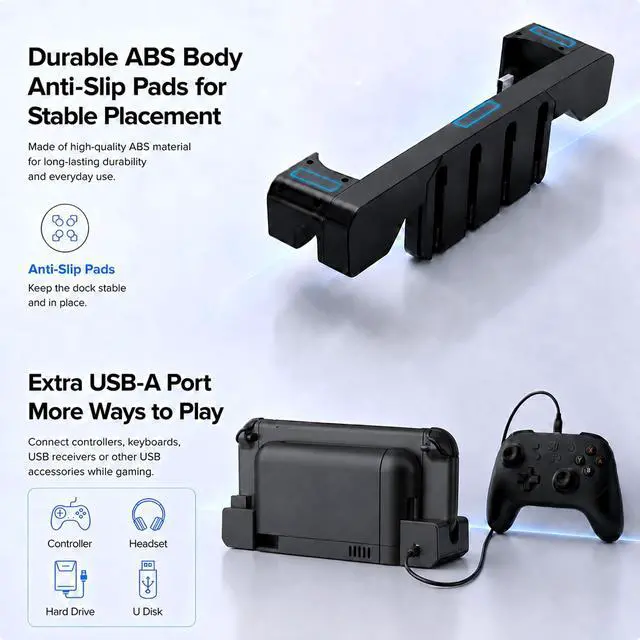 Alt view image 7 of 7 - Switch 2 Charging Dock for Joycons, Controller Charger Station for Nintendo Switch 2 (2025, 2 Hour Joycon Charger, Storage & Organization Charging Stand for TV Dock Station