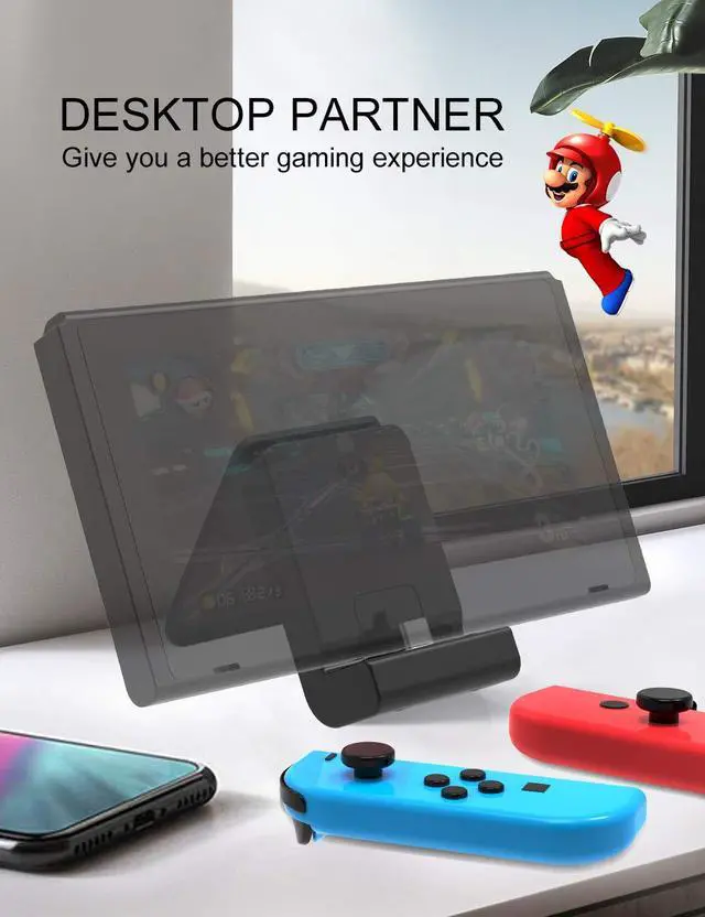 Alt view image 6 of 6 - Switch Stand for Nintendo,Charging Dock for Switch 2 / Lite/OLED, Portable Adjustable Charging Stand for Nintendo with USB Type C Charger Port(Black)