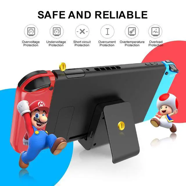 Alt view image 2 of 6 - Switch Stand for Nintendo,Charging Dock for Switch 2 / Lite/OLED, Portable Adjustable Charging Stand for Nintendo with USB Type C Charger Port(Black)