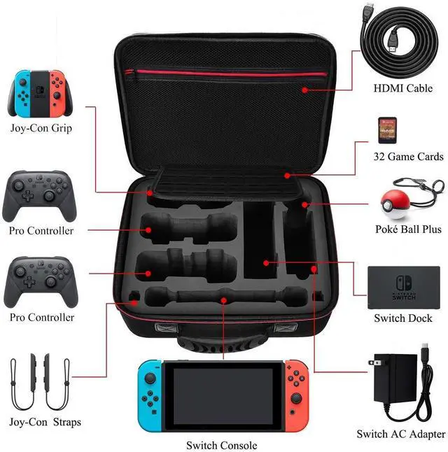 Alt view image 2 of 7 - Deluxe Hard Carrying Case Compatible with Nintendo Switch and Switch Oled 2021, Travel Bag Fit Switch Pro Controller