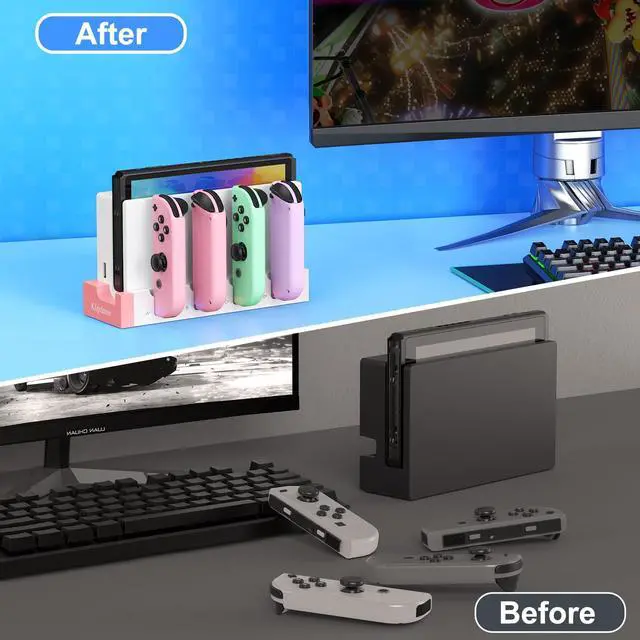 Alt view image 5 of 7 - Switch Charger Dock for Joy-Con Compatible with Nintendo Switch & OLED, Charger Base Station for 4 Joycon Controllers with LED Indicator, Charge Stand for Nintendo Switch/OLED