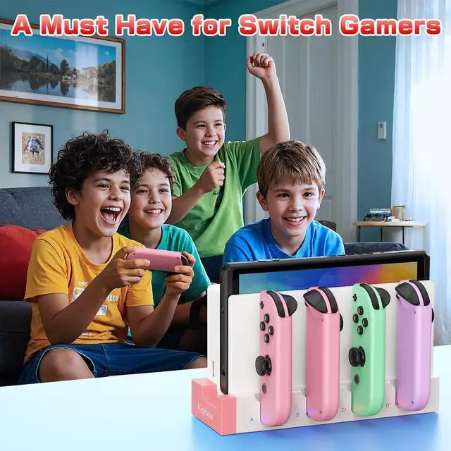 Alt view image 7 of 7 - Switch Charger Dock for Joy-Con Compatible with Nintendo Switch & OLED, Charger Base Station for 4 Joycon Controllers with LED Indicator, Charge Stand for Nintendo Switch/OLED