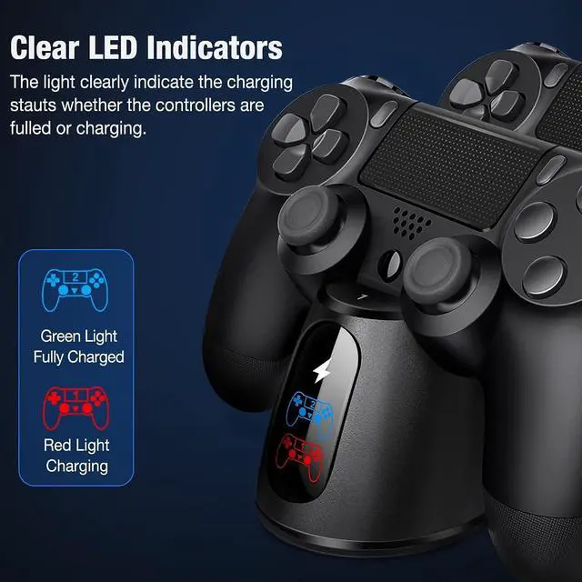 Alt view image 3 of 7 - PS4 Controller Charger Dock Station with Charging Cable,1.8Hour Fast-Charging PS4 Controller Charger Station for PlayStation 4 Dualshock 4 Chargers