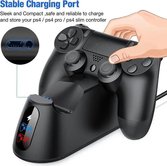 Alt view image 5 of 7 - PS4 Controller Charger Dock Station with Charging Cable,1.8Hour Fast-Charging PS4 Controller Charger Station for PlayStation 4 Dualshock 4 Chargers