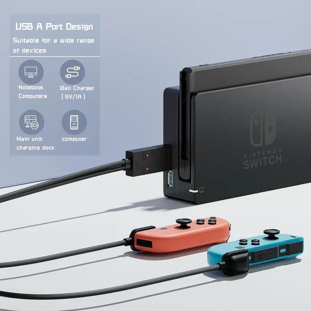 Alt view image 3 of 6 - Switch Controller Charging Dock Compatible with Nintendo Switch & OLED Model Joy Con with LED Indicationfor Nintendo Switch Joy Con