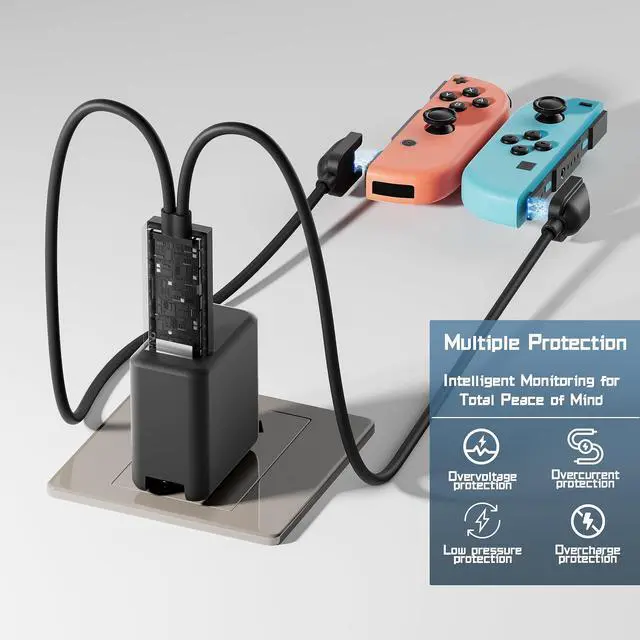 Alt view image 4 of 6 - Switch Controller Charging Dock Compatible with Nintendo Switch & OLED Model Joy Con with LED Indicationfor Nintendo Switch Joy Con