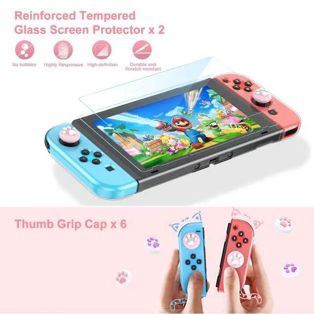 Alt view image 5 of 7 - Switch Accessories Bundle, 17 in 1 Pink Switch Accessories Kit for Girls Include Switch Carrying Case, Adjustable Stand, Protective Case for Switch Console & J-Con Pink