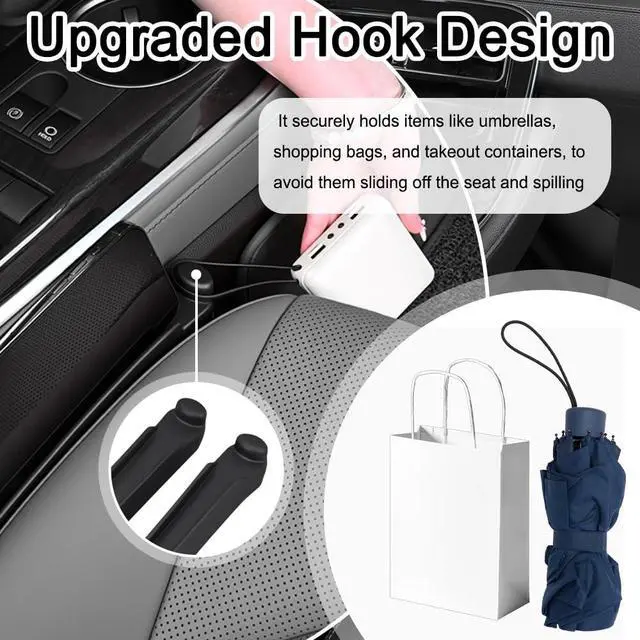 Alt view image 3 of 7 - 2026 Upgraded Car Seat Gap Filler 2 Pack,3 in 1 Car Seat Gap Organizer with Slot & Hook for Phone/Keys,Universal Anti-Drop in Between Cars Seats Catcher Fits for Truck SUV