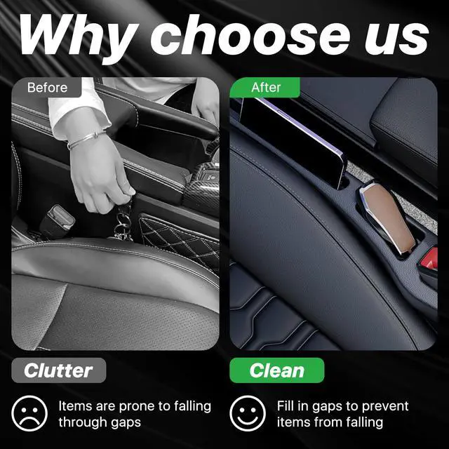 Alt view image 4 of 6 - Car Seat Gap Filler Organizer, 2PCS Multifunctional Vehicle Fill Gap Blocker with Storage Slot Between Seat Console, Anti-Drop Auto Interior Organization, Universal for SUV Truck Sedan(Black)