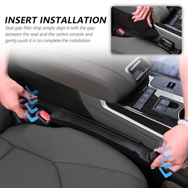 Alt view image 4 of 7 - 3 in 1 Car Seat Gap Filler Organizer,2PCS Multifunctional Car Seat Gap Plug with Storage Slot & Hook Function,Anti-Drop Cars Gaps Seats Filler Cars Clutter Catcher for SUVs Trucks (Black)