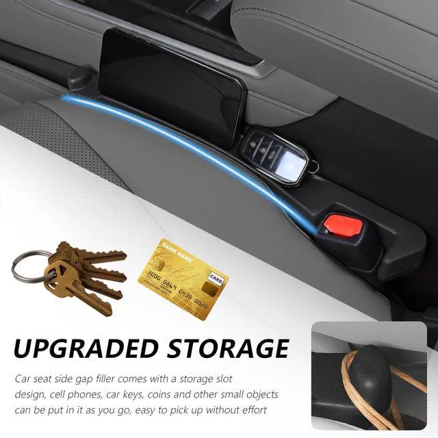 Alt view image 6 of 7 - 3 in 1 Car Seat Gap Filler Organizer,2PCS Multifunctional Car Seat Gap Plug with Storage Slot & Hook Function,Anti-Drop Cars Gaps Seats Filler Cars Clutter Catcher for SUVs Trucks (Black)