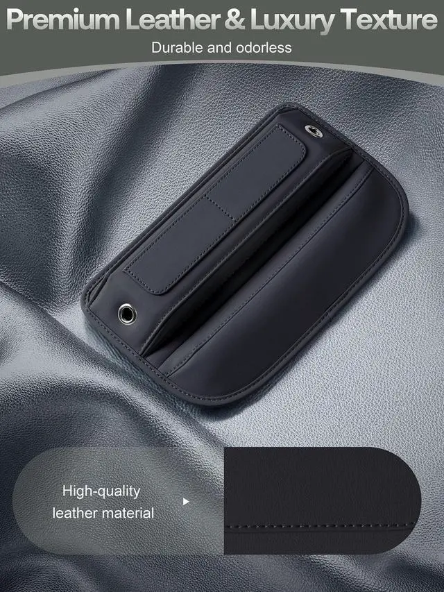 Alt view image 4 of 7 - Universal Fit Premium Leather Car Seat Gap Filler Organizer, Center Console Organizer with Card Slots, Clever Gifts for Car SUV Truck Owners (Black, 2 Pack)
